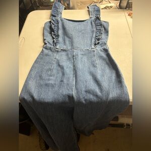 Teenager dark Jean overalls